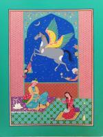Ill Tell You A Thousand And One Stories - Gouache And Goldsheet Paintings - By Aynaz Najafi, Miniature Painting Artist