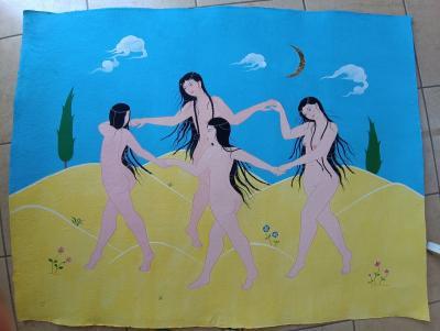 Contemporary - The Women I Saw In My Dreams - Gouache And Goldsheet