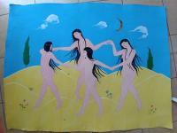 Contemporary - The Women I Saw In My Dreams - Gouache And Goldsheet