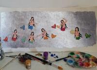 Waltz Of Sirens - Gouache And Goldsheet Paintings - By Aynaz Najafi, Miniature Painting Artist