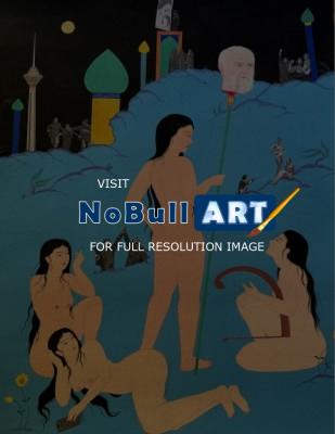 Contemporary - Le Mademoiselle De Teheran - Gouache And Goldsheet