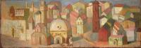 Author - Dream Renaissance City  Esquisse 2005 - Oil On Cardboard