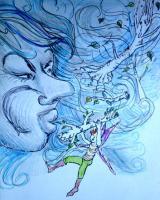 Illustrationcaricatures  Carto - Storm Scene Anja The Mighty Oak - Colored Pencil Marker And Pain