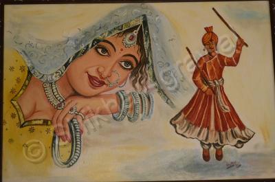 Indian Art - Indian Couple - Cardboard