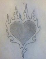 Tribal Heart Of Flames - Pencil And Paper Drawings - By Greg Stevens, Black And Grey Drawing Artist