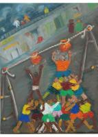 E Ramki - Janmashtami Celebrations In Rural India - Oil On Sretched Canvas