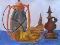 E Ramki - Still Life - Objects In My Garage - Oil Pastels On 160 Gsm Paper