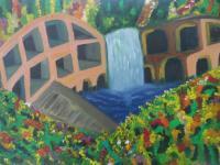 E Ramki - Jain Meditation Caves - Oil On Stretched Canvas