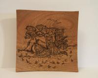 Pyrography - 3 Foxes - Wood