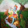 Lord Krishna - Oil On Canvas Paintings - By Krati Bajaj, Figurative Painting Artist