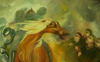 The Banishment In Amona - Oil On Canvas Paintings - By Iris Wexler, Oil On Canvas Painting Artist