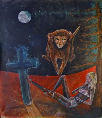 Night - Baby Chee In The Moonlight Sea - Oil On Canvas