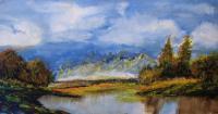 Impressionism - Blue_Lake - Oil On Canvas