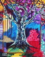 Tree In Abstract Landscape - Acrylic Paintings - By Lightmare Studios, Abstract Painting Artist