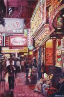 Wanchai Nightlife - Watercolour Paintings - By Julia Patience, Realism Painting Artist