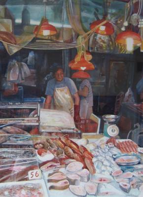 Cityscapes - Fishmonger Wanchai - Watercolour