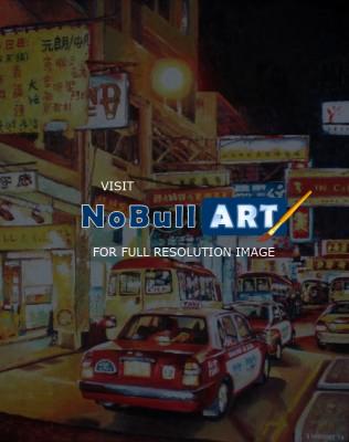 Cityscapes - Bright Lights Kowloon - Oil On Canvas