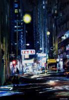 Hong Kong Streetlife - Oil On Board Paintings - By Julia Patience, Realism Painting Artist