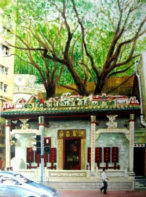 Cityscapes - Hung Shing Temple - Watercolour And Ink