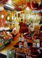 The Dried Food Store Kowloon - Watercolour And Ink Paintings - By Julia Patience, Realism Painting Artist