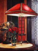 The Red Lamp - Acrylic Paintings - By Julia Patience, Realism Painting Artist