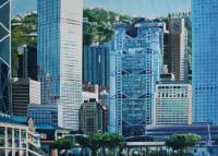 Finance Buildings In Central - Watercolour Paintings - By Julia Patience, Realism Painting Artist