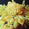 Yellow Crysanthemum - Watercolour And Ink Paintings - By Julia Patience, Realism Painting Artist