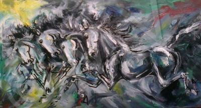 Animals - Horses - Oil On Panel