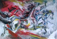 Horses - Gouache Paintings - By M V, Expression Painting Artist