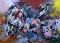 Horses - Gouache Paintings - By M V, Expression Painting Artist