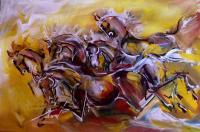 Horses - Gouache Paintings - By M V, Expression Painting Artist