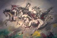 Horses - Gouache Paintings - By M V, Expression Painting Artist