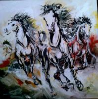 Horses - Gouache Paintings - By M V, Expression Painting Artist