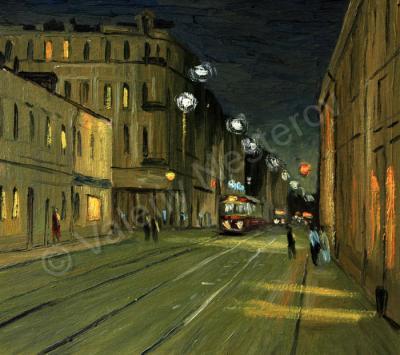 Moscow Landscapes - Novokuznetskaya Street Moscow - Oil On Cardboard