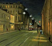 Moscow Landscapes - Novokuznetskaya Street Moscow - Oil On Cardboard