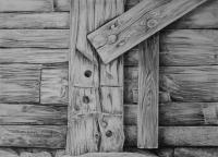 Scandinavian Light - Detail Of Barn - Pencil