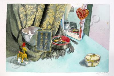 Watercolor - Still Life With Jewel Boxes - Watercolor