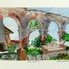 Landscape At San Juan Capistrano Mission - Watercolor Paintings - By Lily Limtiaco, Realistic Painting Artist