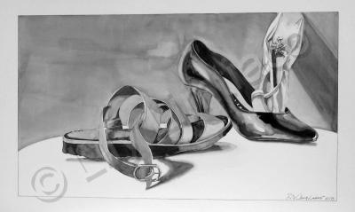 Watercolor - Still Life Study Of Shoes - Watercolor