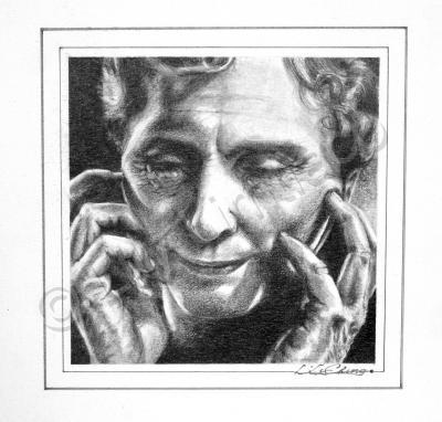 Pencil Drawing - Pencil Rendering Study Of The Face Of Helen Keller - Pencil