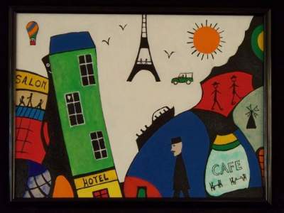 Around The World - April In Paris - Acrylic On Canvas