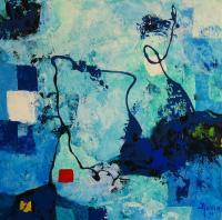 Shades Of Blue - Acrylic On Canvas Paintings - By Robert Kevin, Abstract Painting Artist