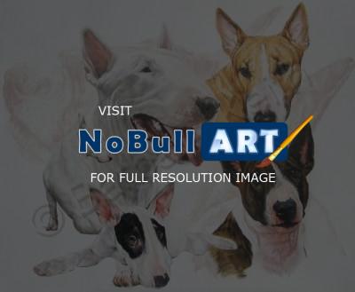 Ghost Series Animals - Bull Terrier - Watercolor Enhanced Colored Pe