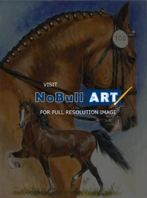 Beautiful Breeds - Equine - Hackney - Watercolor Enhanced Colored Pe