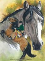 Lusitano - Watercolor Enhanced Colored Pe Mixed Media - By Barbara Keith, Realism Mixed Media Artist