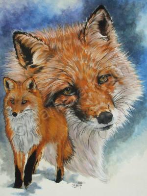 Beautiful Breeds - Wildlife - Cunning - Watercolor Enhanced Colored Pe