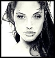 Angelina Jolie Pencil Drawing - Pencil  Paper Drawings - By Debbie Engel, Realism Drawing Artist