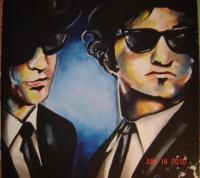 Jake  Elwood - Acrylic Paintings - By Greg Bucher, Portraitsrealistic Painting Artist