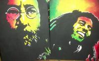 Mini Bob And John - Acrylic Paintings - By Greg Bucher, Portraitsrealistic Painting Artist