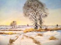 Frozen Oak - Oil On Canvasboard Paintings - By Lanny Roff, Impressionism Painting Artist